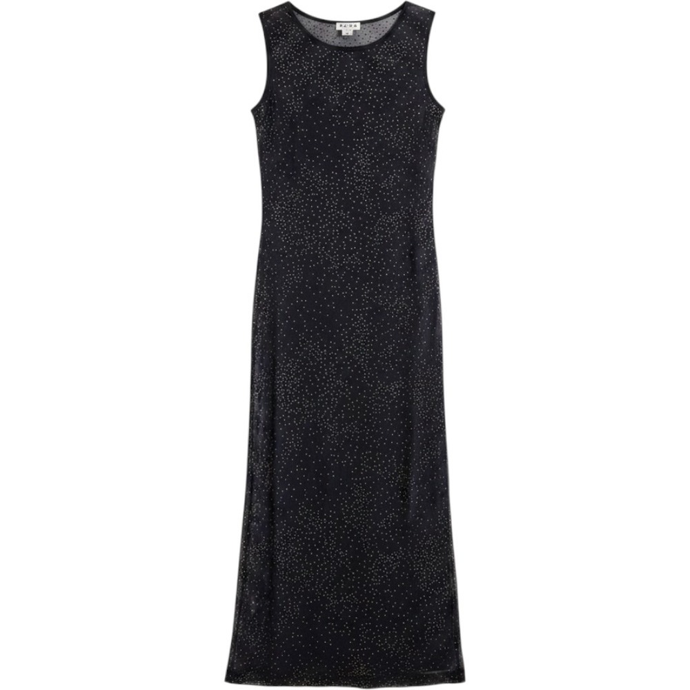 BCBG Paris Vintage 90s Slip Column Dress Gray Glitter Mesh Maxi Fairy Size L